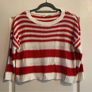 RD Style Red and White Crew Neck Sweater